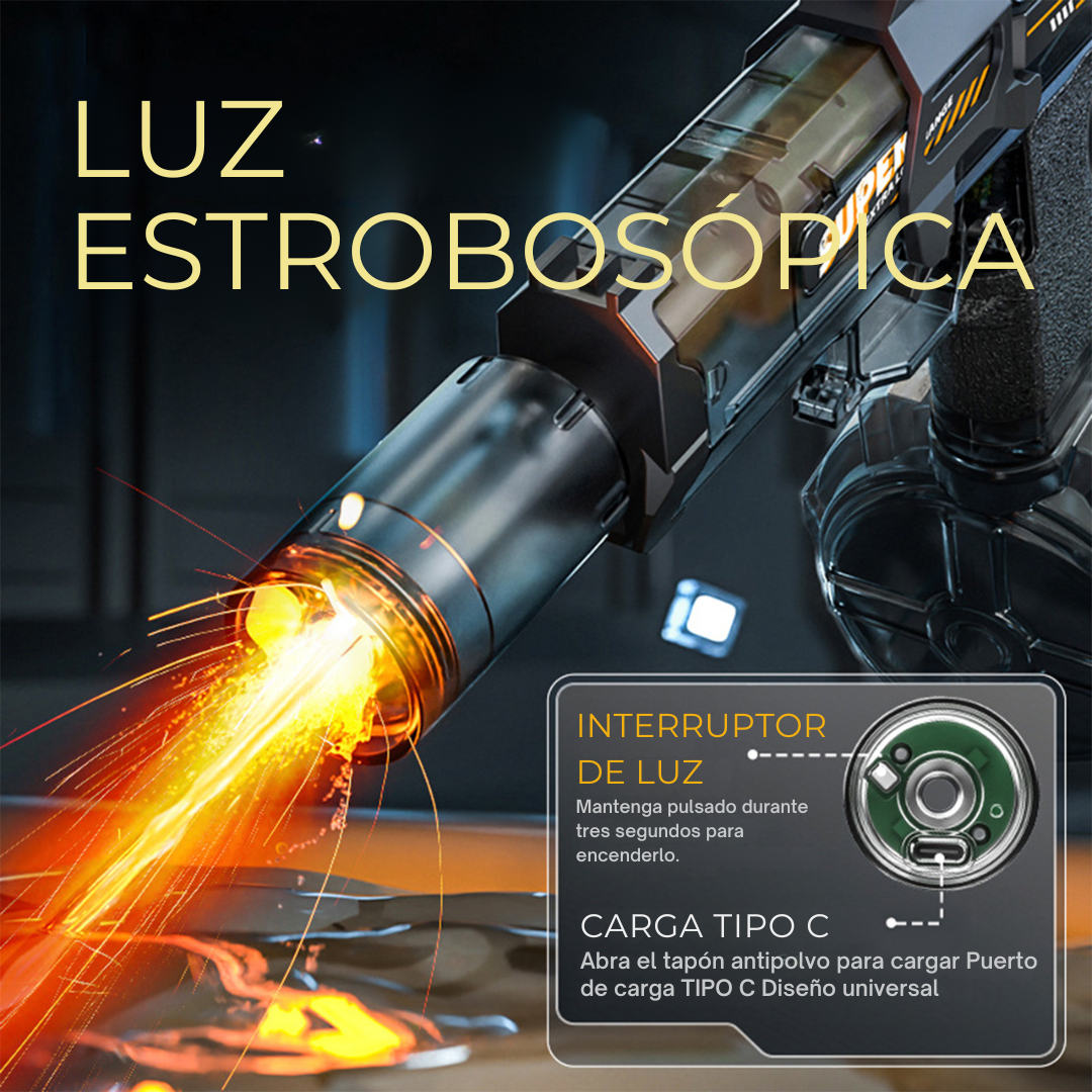 Pistola de gel eléctrica recargable con luces led