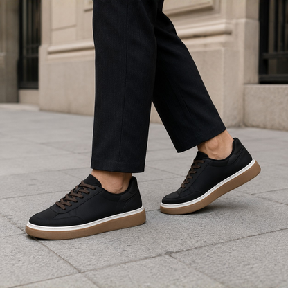 Zapatillas Casuales de Piel con Suela Contrastada