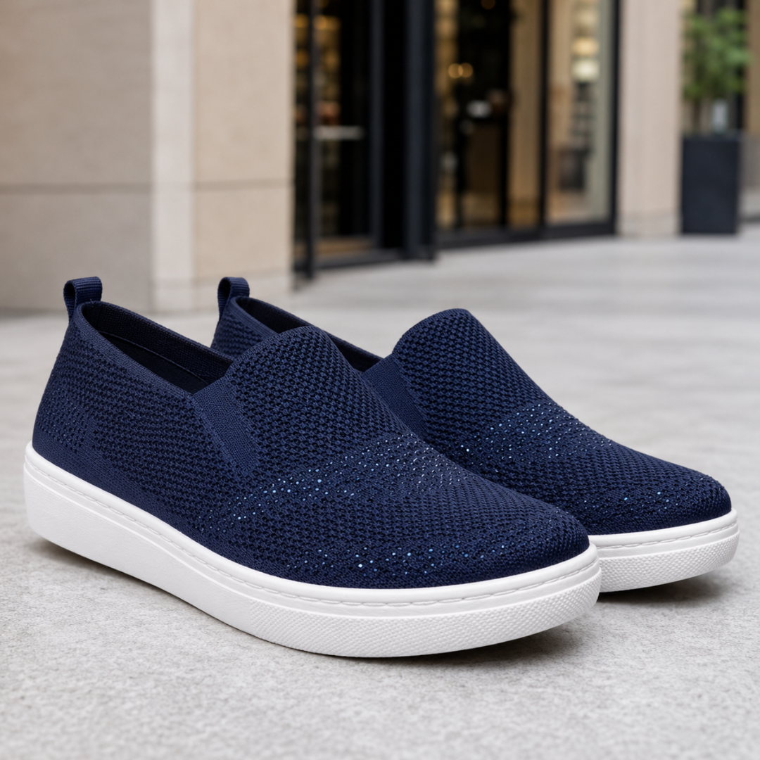 Zapatillas Slip-On de Punto con Detalles Brillantes