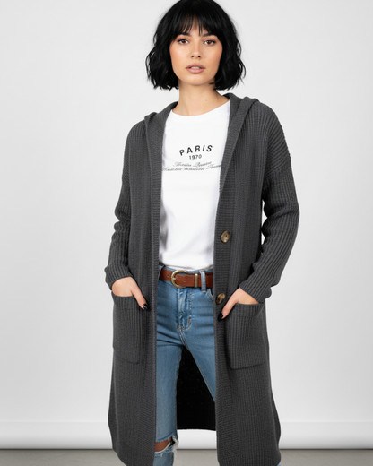 Abrigo de punto largo y acogedor para mujer®