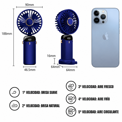 Ventilador Portátil Recargable con Pantalla Digital®