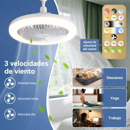 Lámpara y Ventilador 2 en 1 con Control Remoto