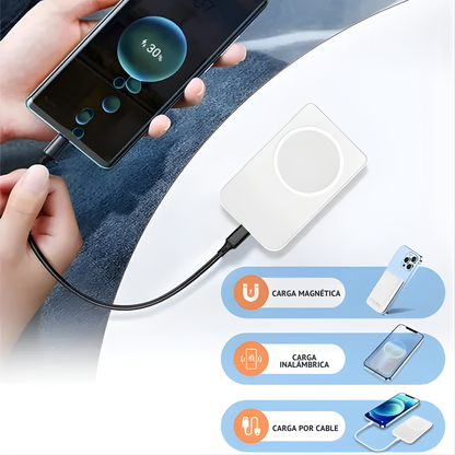 Batería Externa con Doble Modo Carga Magnética para MagSafe y Carga por Cable (5000mAh)