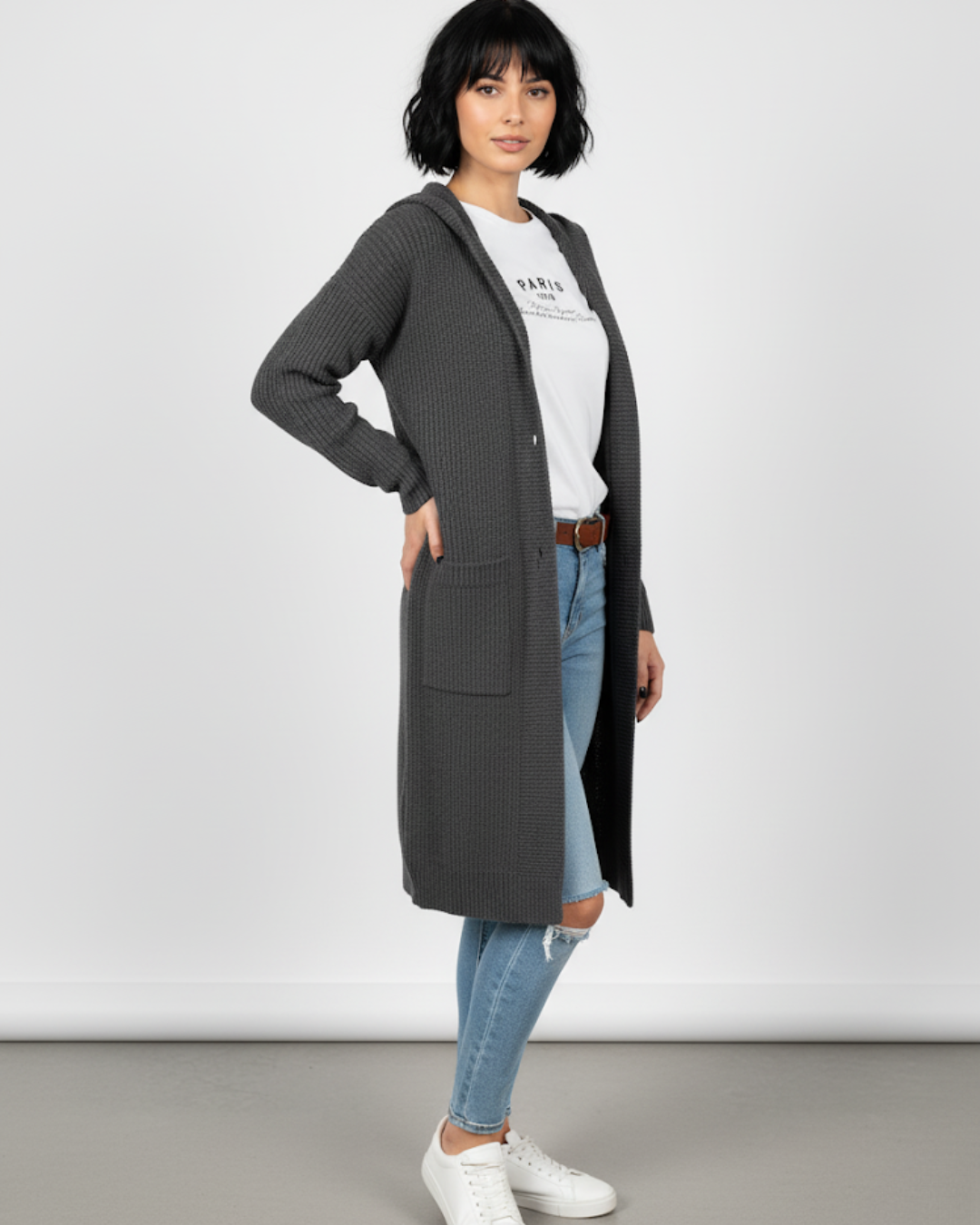 Abrigo de punto largo y acogedor para mujer®