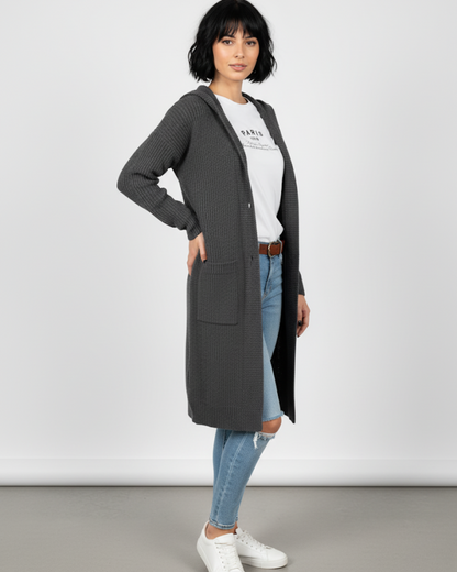 Abrigo de punto largo y acogedor para mujer®