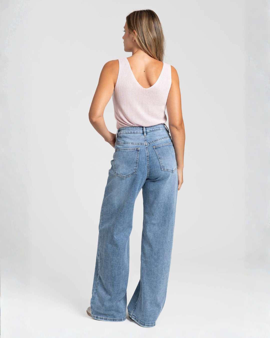 Vaqueros rectos de cintura alta para mujer