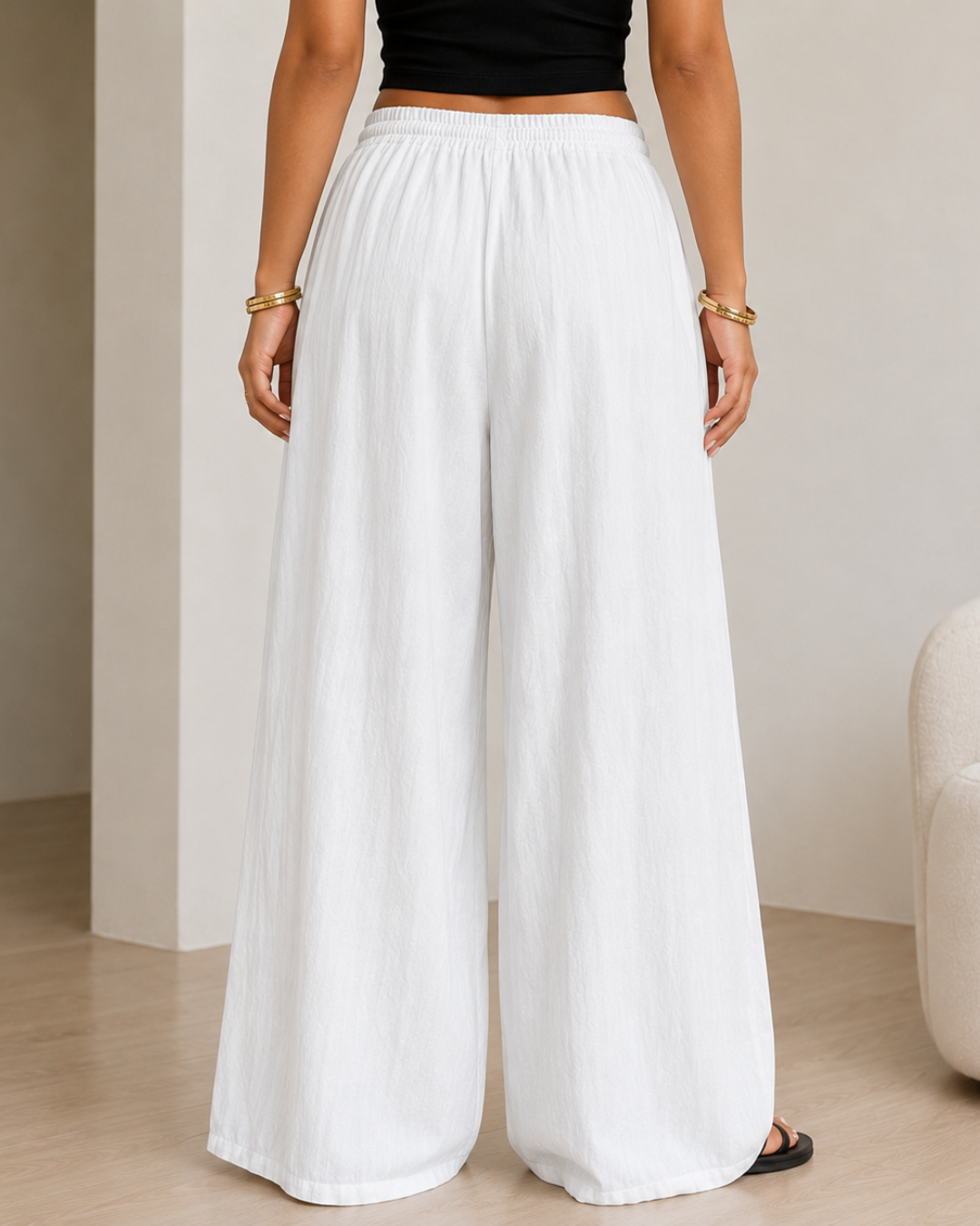 Pantalón Amplio Fluido con Cintura Ajustable