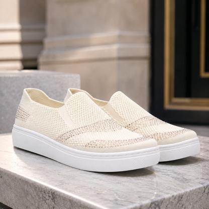 Zapatillas Slip-On de Punto con Detalles Brillantes