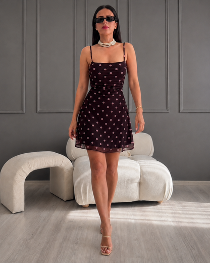 Vestido de tul con estampado de lunares
