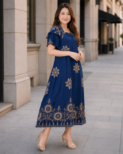 Vestido Estampado con Ajuste Posterior