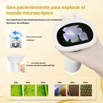 Mini microscopio portátil de ciencia para niños con pantalla integrada