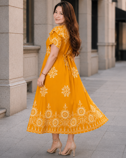 Vestido Estampado con Ajuste Posterior