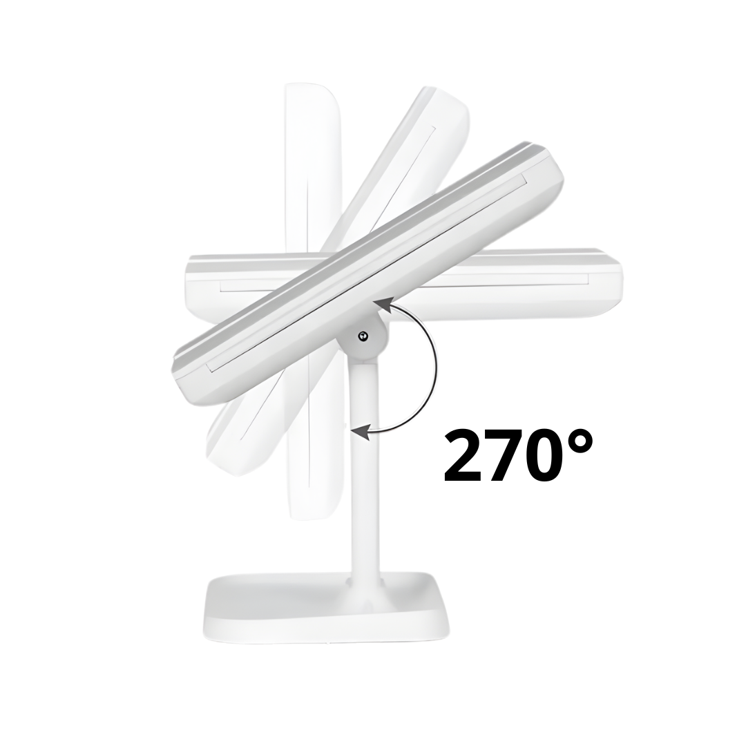 Espejo de Maquillaje LED Plegable con Triple Aumento