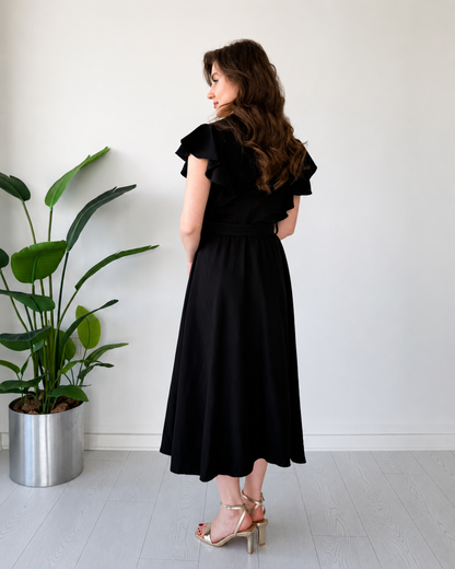 Vestido Midi de Mangas con Volantes®