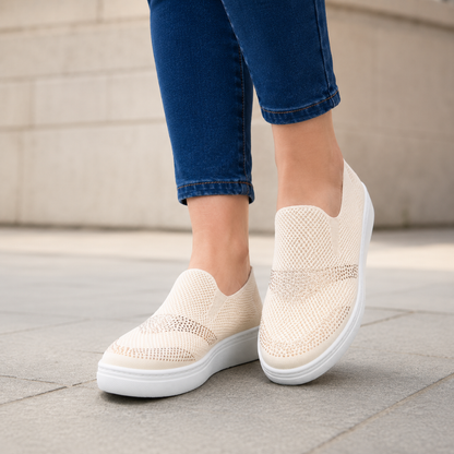 Zapatillas Slip-On de Punto con Detalles Brillantes