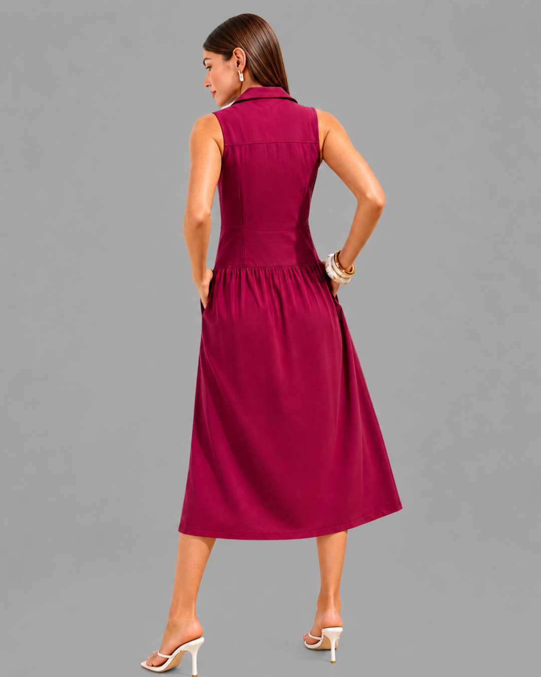 Vestido Camisero Midi con Botones Frontales®