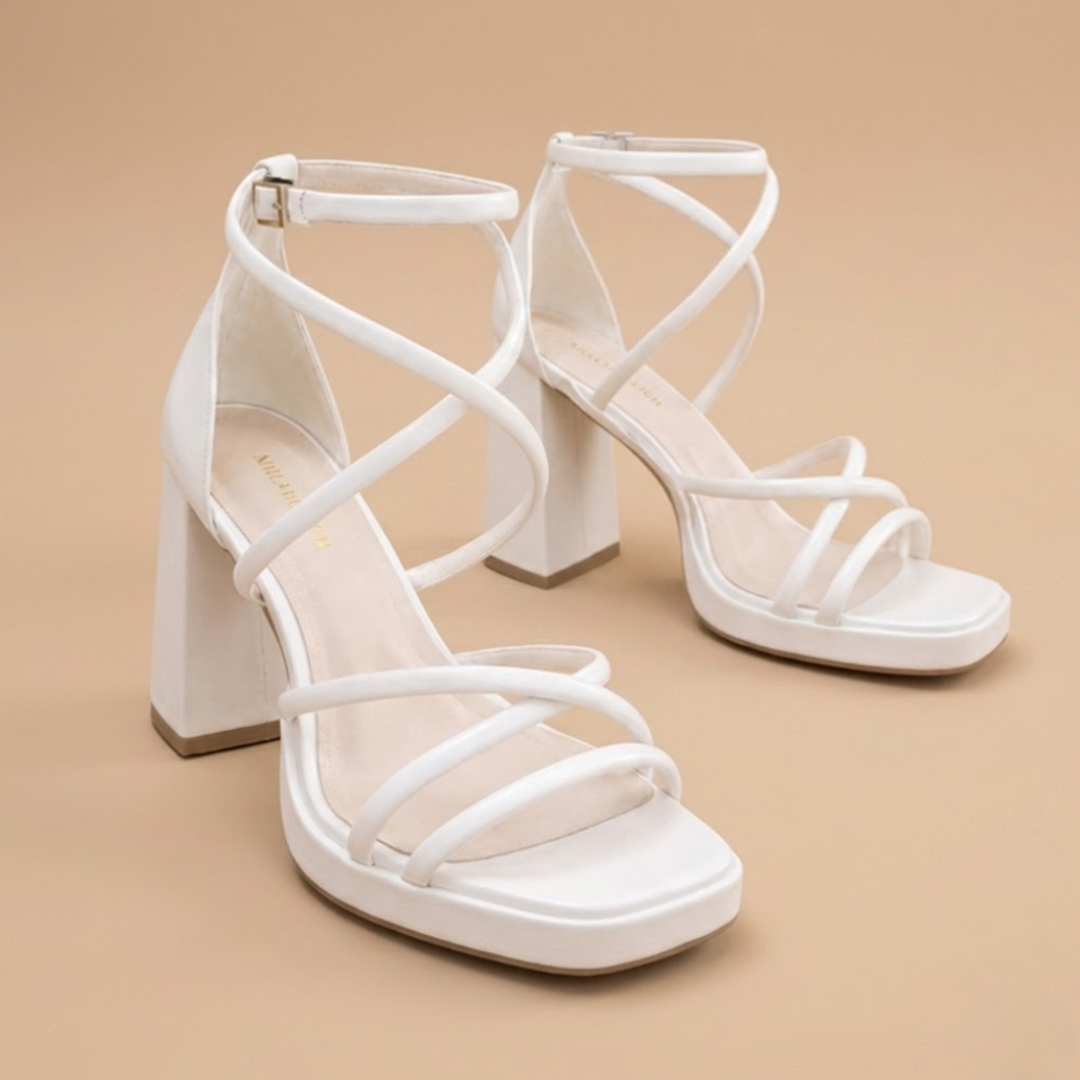 Sandalias de Tacón con Tiras Cruzadas