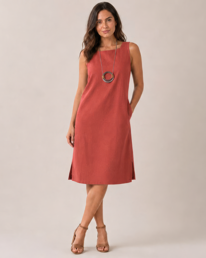 Vestido midi de lino transpirable