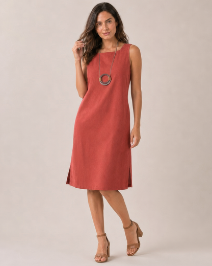 Vestido midi de lino transpirable