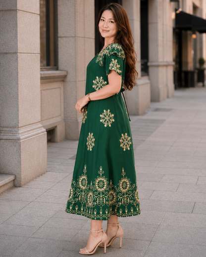 Vestido Estampado con Ajuste Posterior
