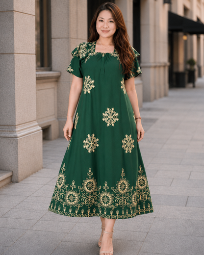 Vestido Estampado con Ajuste Posterior