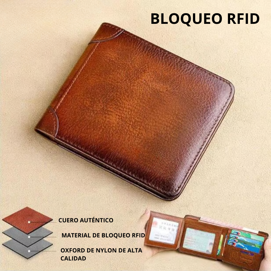 Billetera Impermeable de Cuero Auténtico con Bloqueo RFID Multifuncional®