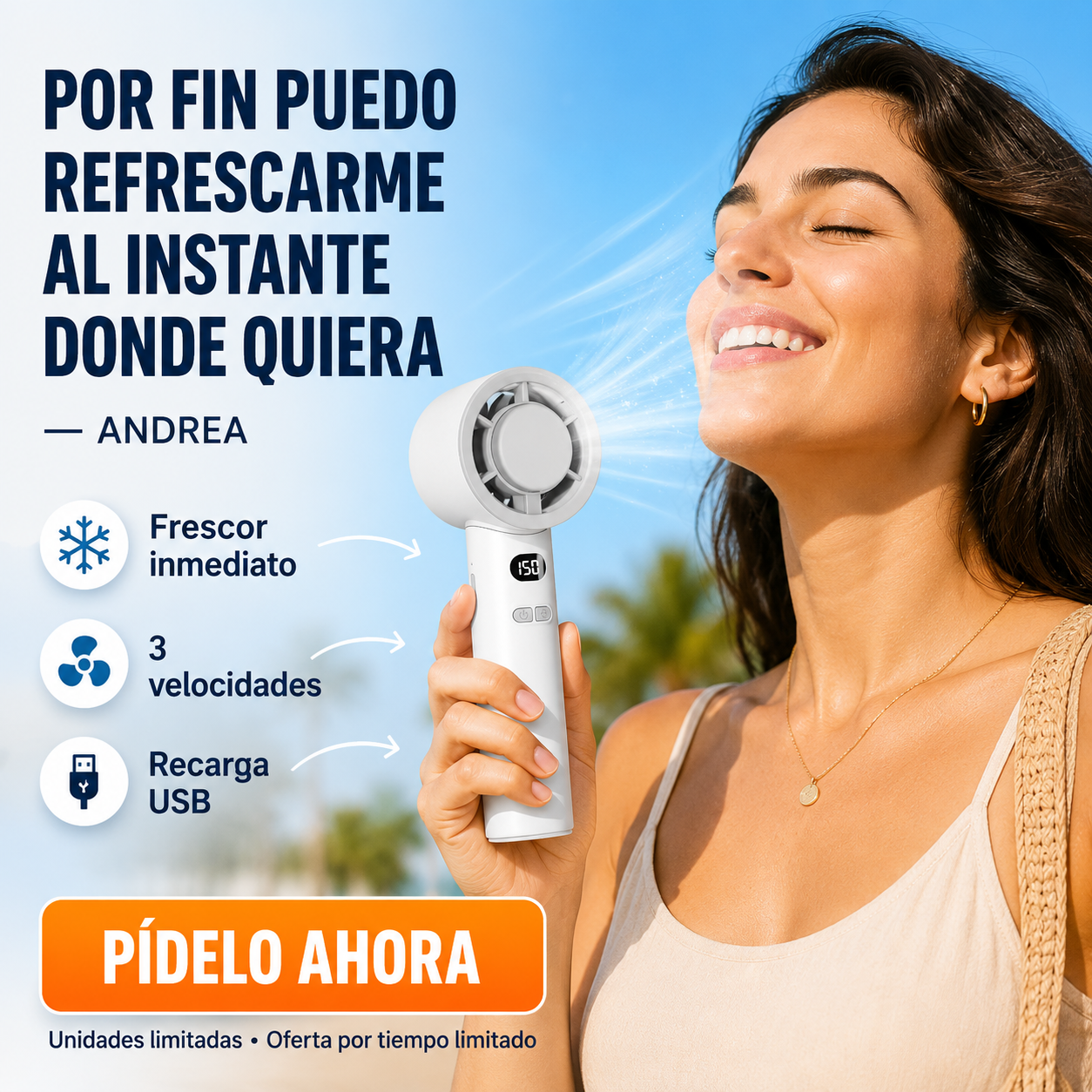Ventilador Portátil Recargable - Frescor inmediato estés donde estés®