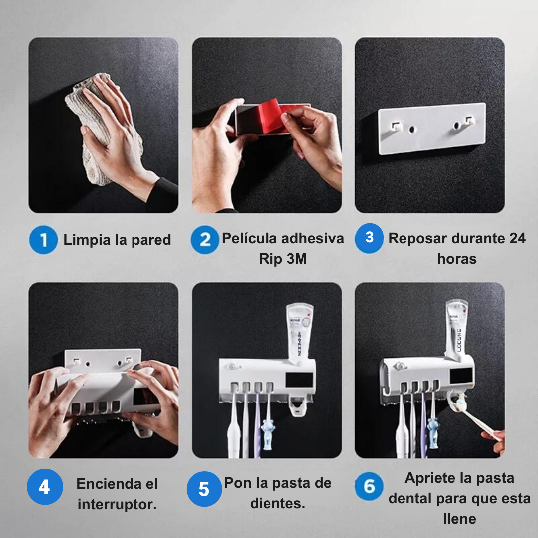 Esterilizador de Cepillos de Dientes 3 en 1 con Dispensador de Pasta