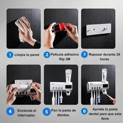 Esterilizador de Cepillos de Dientes 3 en 1 con Dispensador de Pasta